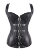 Faschingskostüm Frauen Steampunk Korsett Metallic Buckle Zipper Schwarz Retro Kostüm Karneval Kostüm