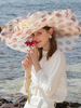 Faschingskostüm Frauen Sun Bonnet Organza Polka Dot Blume breiter Krempe Retro Hut Karneval Kostüm