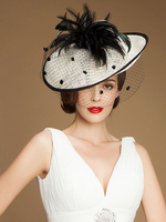 Faschingskostüm Frauen Vintage Hut Federn Net Polka Dot Tüll Fascinator Hut Karneval Kostüm