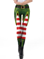Faschingskostüm Frauen-Weihnachtsgamaschen-Weihnachtsbaum-Druck-Grün-Feiertags-dünne Bein-Hose Karneval Kostüm