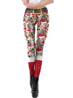 Faschingskostüm Frauen-Weihnachtslegging-rote Weihnachtsmuster-dünne Bein-Hosen-Feiertags-Kostüme Karneval Kostüm