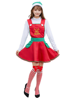 Faschingskostüm Frauen-Weihnachtssatz gestickte rote Skater-Kleid-Feiertags-Kostüme Karneval Kostüm