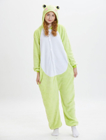 Faschingskostüm Frosch Onesie Kigurumi Pyjamas Hellgrün Flanell Jumpsuits Langarm Unisex Erwachsene Tier Nachtwäsche Karneval Kostüm