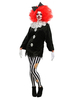Faschingskostüm Furchtsamer Karneval-Kostüm Schwarzer Clown-Farbblock-Overall mit Hosen und Haarnadel für Frauen Karneval Kostüm