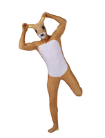 Faschingskostüm Ganzkörper Elastan Bär Zentai in Weiß und Braun
