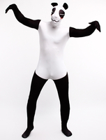 Faschingskostüm Ganzkörper Elastan Pandabär Zentai in Weiß und Schwarz
