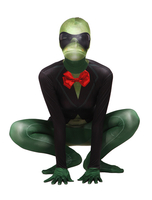 Faschingskostüm Ganzkörper Frosch Zentai aus Elastan mit Schleife
