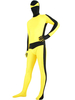 Faschingskostüm Ganzkörper Herren Zentai aus Elastan mit Farbblock in in Schwarz und Gelb