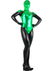 Faschingskostüm Ganzkörper Metallic-Zentai mit Farbblock in Schwarz und Grün