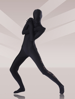 Faschingskostüm Ganzkörper Unisex Zentai aus Elastan in Schwarz