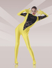 Faschingskostüm Gelb Lycra Zentai Anzug mit schwarzen Spitzen