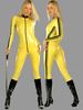 Faschingskostüm Gelber Ninja Catsuits Karneval Kostüm Sexy PVC-Overall für Frauen Karneval Kostüm