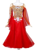 Faschingskostüm Gesellschaftstanz Kostüme Edelstein Jeweled Strass Cut Out Red Women Dress Dancing Wear Karneval Kostüm