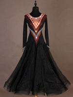 Faschingskostüm Gesellschaftstanz Kostüme Gem Jeweled Bead Black Women Dress Dance Dress Karneval Kostüm