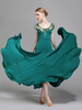 Faschingskostüm Gesellschaftstanz Kostüme Silk Florla Print V-Ausschnitt Dark Green Dancer Dress Dance Wear Karneval Kostüm