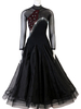 Faschingskostüm Gesellschaftstanz Kostüme Strass Bead Backless Black Women Lycra Spandex Kleid Dance Wear