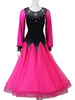 Faschingskostüm Gesellschaftstanz Kostüme Strass Rüschen Rose Red Dress Women Dance Dress