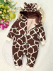 Faschingskostüm Giraffe Kostüm Karneval Kinder Braun Langarm Kapuzen Jumpsuit Toddlers Karneval Kostüm Karneval Kostüm