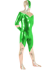 Faschingskostüm Glänenzender Metallic-Zentai Suit in Weiß und Grün