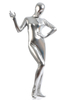 Faschingskostüm glänzend metallisch Cosplay Zentai Anzüge für Frauen in Silber