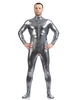 Faschingskostüm glänzend metallisch Cosplay Zentai-Anzug für Männer in Grau