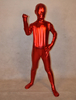 Faschingskostüm Glänzend Metallisch Ganzkörper Unisex Kinder Zentai in Rot