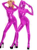 Faschingskostüm glänzend metallisch Unisex Catsuit in Lila