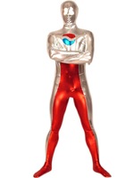 Faschingskostüm glänzenden Metallic Pepsi Zentai-Anzug Kostüm Cosplay in Silber und Rot
