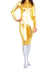 Faschingskostüm Glänzender Bodysuit mit Farbblock in Gold