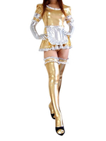 Faschingskostüm Glänzendes Dienstmädchen Metallic-Kleid in Golden