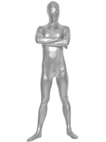 Faschingskostüm Glänzendes Metallic-Zentai in Silber