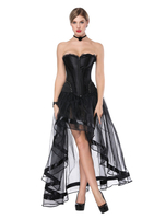 Faschingskostüm Gothic Kostüm Karneval Black Corpse Braut Frauen trägerlosen asymmetrischen Rock und Korsett Karneval Kostüm