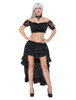Faschingskostüm Gothic Kostüm Karneval Frauen Schwarz Crop Top Korsett Ruffles Asymmetrische Rock Karneval Kostüm