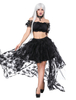 Faschingskostüm Gothic Kostüm Karneval Frauen Schwarz Crop Top Und Asymmetrische Rock