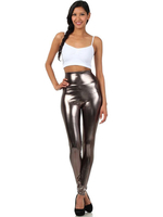 Faschingskostüm Graue Leggings glänzend metallisch Skinny Hosen für Frauen