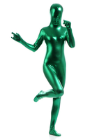 Faschingskostüm Grün glänzend metallisch Cosplay Zentai Anzüge für Frauen