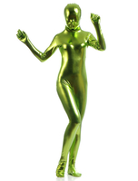 Faschingskostüm Grün glänzend metallisch Cosplay Zentai Anzüge für Frauen