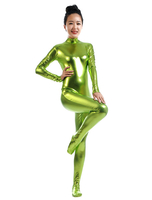 Faschingskostüm Grün glänzend metallisch Zentai-Anzug für Frauen