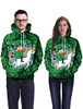 Faschingskostüm Grüner Kapuzenpullover St Patricks Day Clover Unicorn bedrucktes irisches Unisex-Sweatshirt mit Kapuze Karneval Kostüm Karneval Kostüm