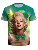 Faschingskostüm Grünes T-Shirt St. Patricks Day 3D-Druck Audrey Hepburn Clover Irisches Unisex-Kurzarmshirt Karneval Kostüm Karneval Kostüm