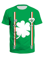 Faschingskostüm Grünes T-Shirt St. Patricks Day 3D-Print-Klee-Unisex-Kurzarmshirt Karneval Kostüm Karneval Kostüm