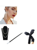 Faschingskostüm Große Gatsby Zubehör der 1920er Jahre Frauen Flapper Stirnband Perlen Halskette Ohrringe Tabakpfeife Handschuhe Set Karneval Kostüm Karneval Kostüm