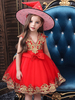 Faschingskostüm Halloween Hexe Kostüme Heißprägen Spitze Rotes Halloween Kinderkleid Mit Hut Karneval Kostüm