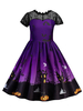 Faschingskostüm Halloween Kostüme für Kinder Print Purple Skater Dress Karneval Kostüm