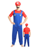Faschingskostüm Herren Faschingskostüm Rot Super Mario Bros zweifarbiger Overall mit Hut und Brot Waluigi Kostüm Karneval Kostüm