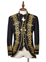 Faschingskostüm Herren Schwarz Barock Kostüm Mantel gestickt Gericht Uniform Tuch Kostüm