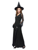 Faschingskostüm Hexenkostüm Karneval Kostüm Frauen Sexy Split Schwarz Maxi Langarm Kleider Outfit Karneval Kostüm