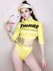 Faschingskostüm Hip Hop Dance Kostüm Sexy Damen DS Nachtclub tragen gelbe Pole Dance Outfit Karneval Kostüm Karneval Kostüm