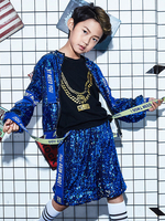 Faschingskostüm Hip Hop Dance Kostüme Jungen Blue Sequin Letters Print Street Dancing Kostüm Karneval Kostüm