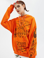 Faschingskostüm Hip Hop Dance Kostüme Skull Print Baumwolle Orange Sweatshirt Street Dancing Kostüm Karneval Kostüm